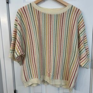 Modcloth rainbow lightweight sweater, short-sleeve, size large